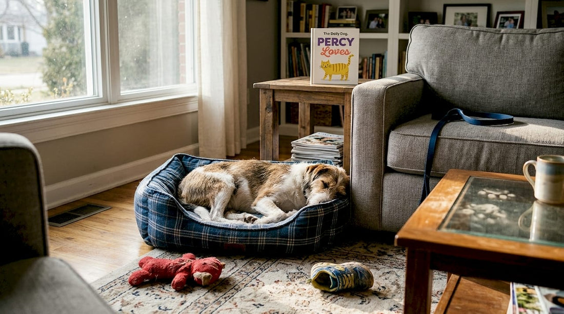 Dog napping in homey, safe living room